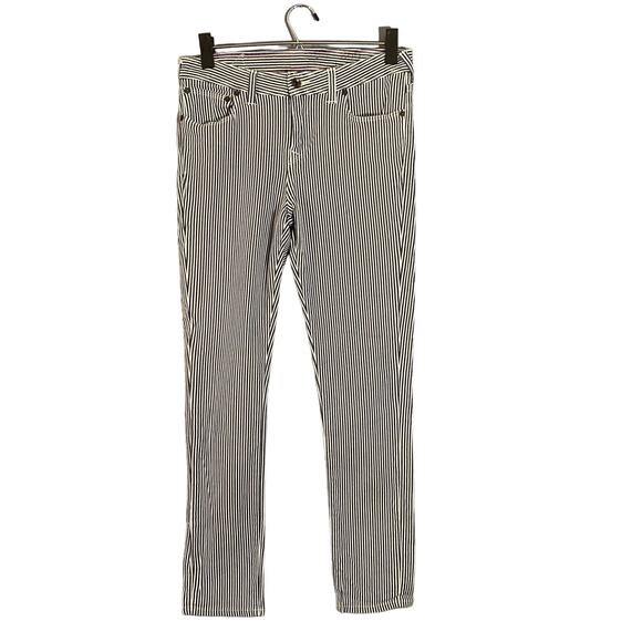 Jack Willis Black & White Striped Ankle Skinny Casual Denim Jeans Women Sz 28 - Picture 1 of 10